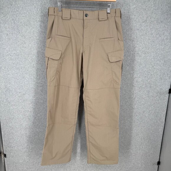 5.11 Tactical Mens Regular Fit Stryke Ripstop Cargo Pant Size 32 Stone Khaki EUC - Picture 1 of 13